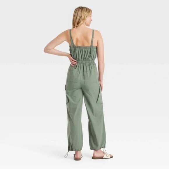 Universal Thread Maxi Cargo Jumpsuit Olive Green Size Small - Picture 15 of 15